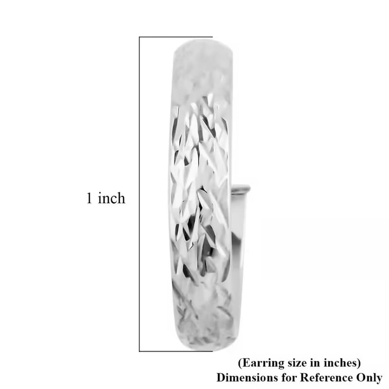 Rhodium Over Sterling Silver Diamond-Cut Hoop Earrings 4.10 Grams