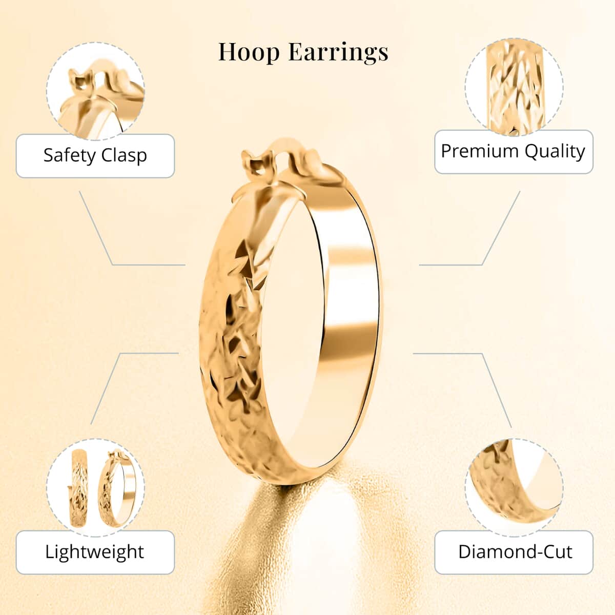 14K Yellow Gold Over Sterling Silver Diamond-Cut Hoop Earrings 3.30 Grams image number 3