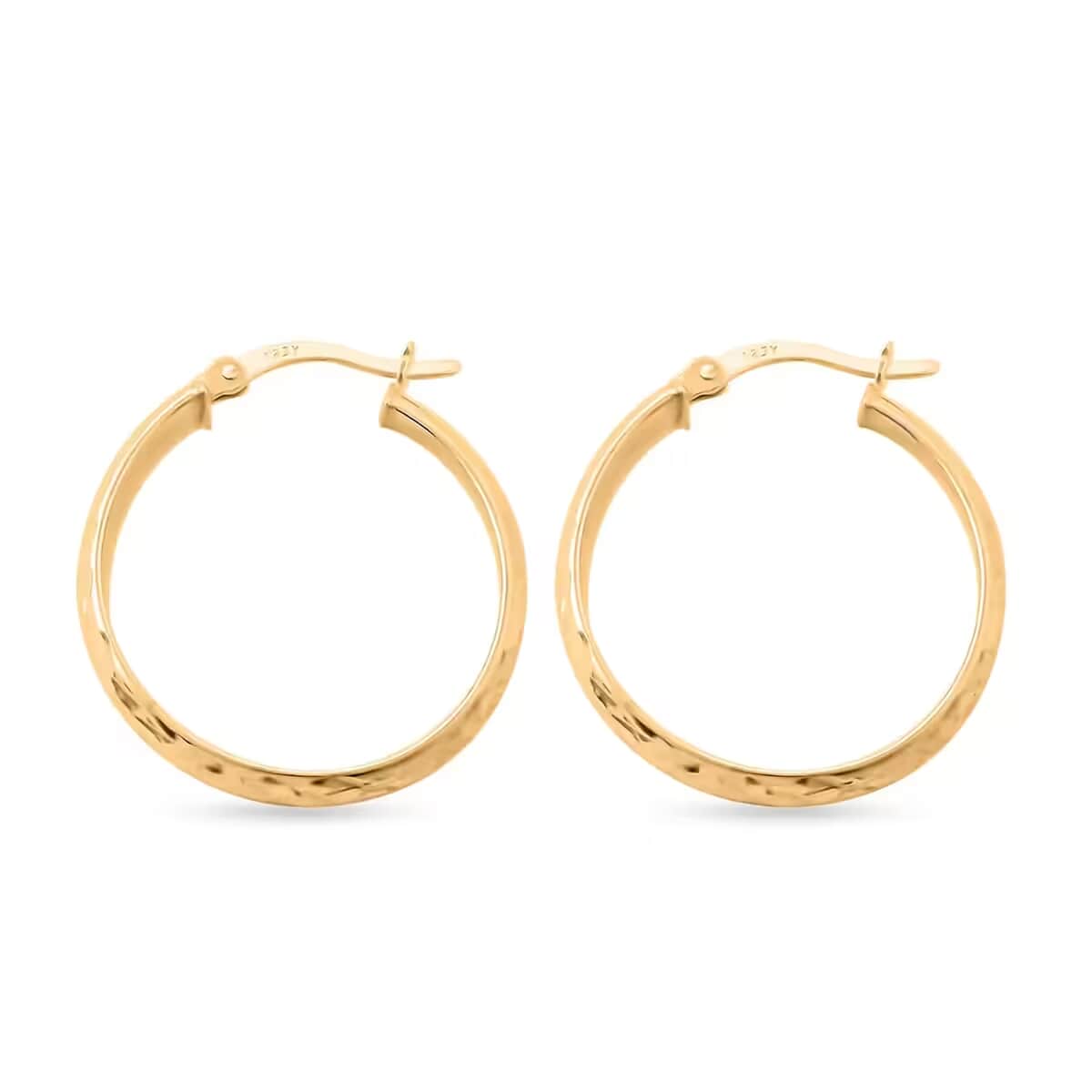 14K Yellow Gold Over Sterling Silver Diamond-Cut Hoop Earrings 3.30 Grams image number 7