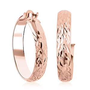 14K Rose Gold Over Sterling Silver Diamond-Cut Hoop Earrings 4.10 Grams