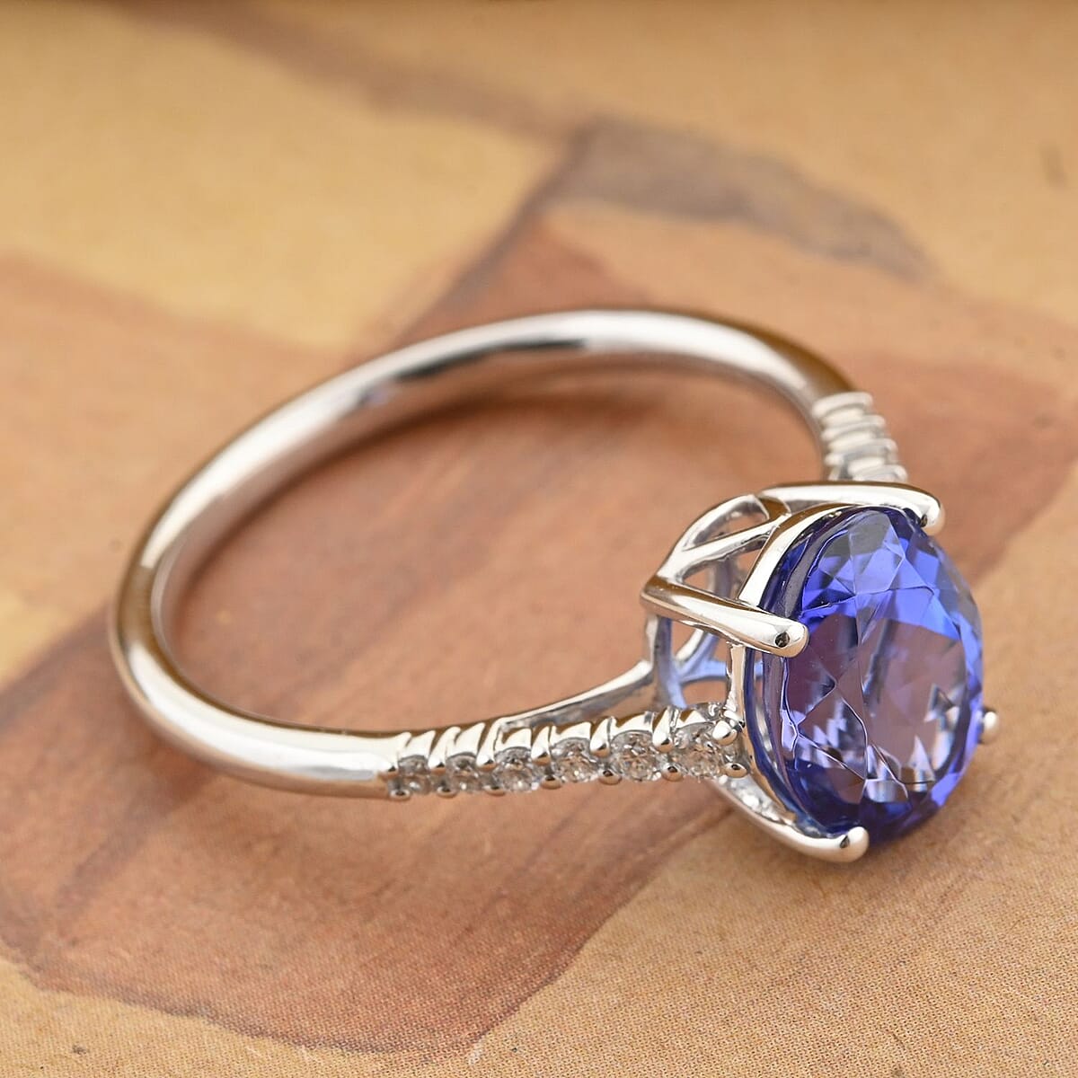 Certified & Appraised Rhapsody 950 Platinum AAAA Tanzanite and E-F VS Diamond Ring (Size 6.0) 2.25 ctw image number 1