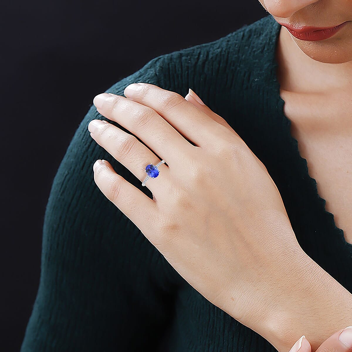 Certified & Appraised Rhapsody 950 Platinum AAAA Tanzanite and E-F VS Diamond Ring (Size 6.0) 2.25 ctw image number 2