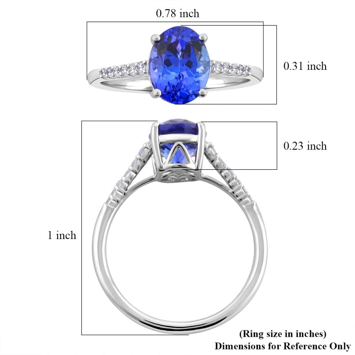 Certified & Appraised Rhapsody 950 Platinum AAAA Tanzanite, Diamond (E-F, VS) (0.15 cts) Ring (Size 6.5) 2.25 ctw image number 5