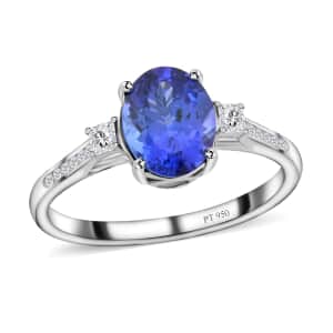 Certified & Appraised Rhapsody 950 Platinum AAAA Tanzanite and E-F VS Diamond Ring (Size 10.0) 4.35 Grams 2.85 ctw