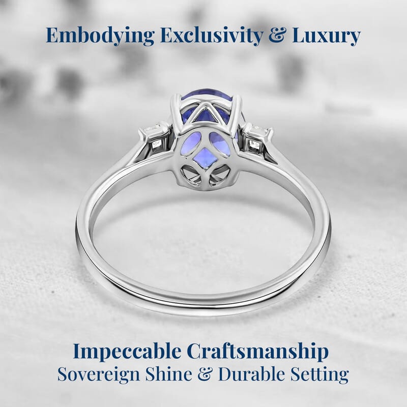 Certified & Appraised Rhapsody 950 Platinum AAAA Tanzanite and E-F VS Diamond Ring (Size 10.0) 4.35 Grams 2.85 ctw
