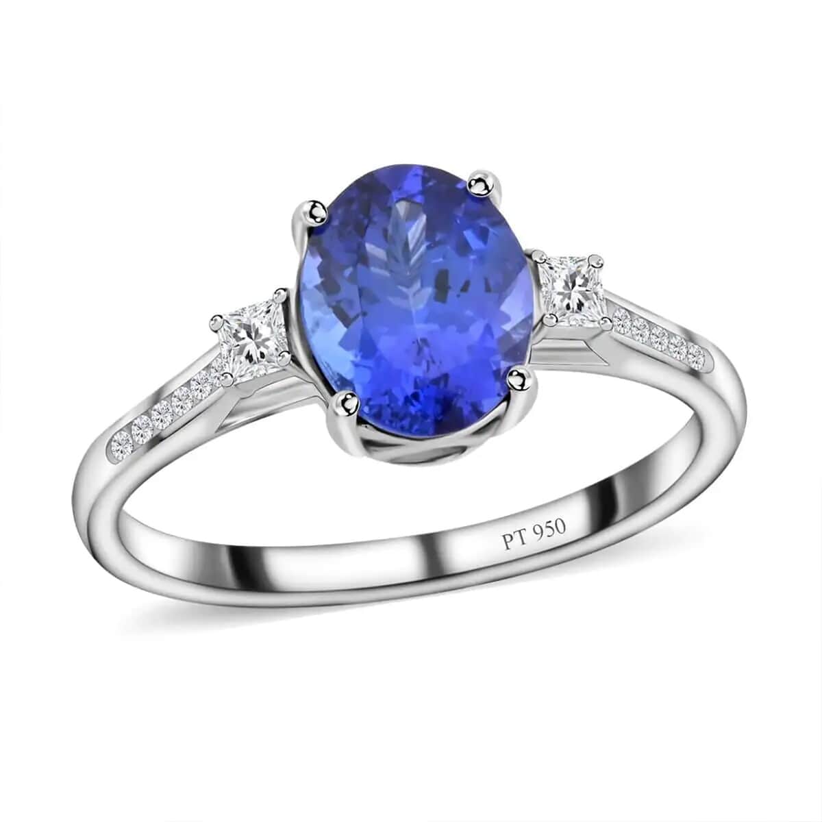 Certified & Appraised Rhapsody 950 Platinum AAAA Tanzanite and E-F VS Diamond Ring (Size 6.0) 4.35 Grams 2.85 ctw image number 0