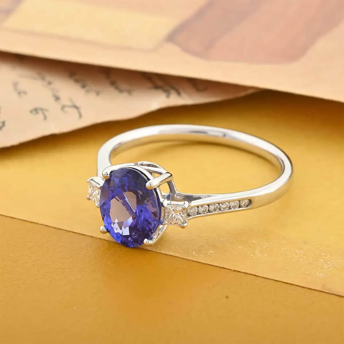 Certified & Appraised Rhapsody 950 Platinum AAAA Tanzanite and E-F VS Diamond Ring (Size 6.0) 4.35 Grams 2.85 ctw image number 1