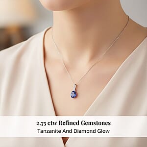 Certified & Appraised Rhapsody 950 Platinum AAAA Tanzanite and E-F VS Diamond Statement Pendant without Chain 2.75 ctw