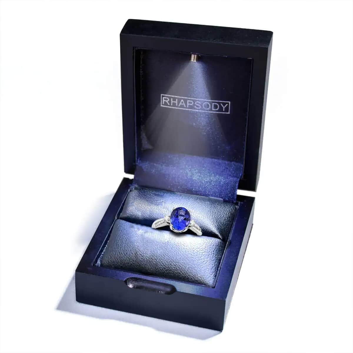 Certified and Appraised Rhapsody AAAA Tanzanite and E-F VS Diamond 2.35 ctw Ring in 950 Platinum (Size 10) 5.25 Grams image number 8