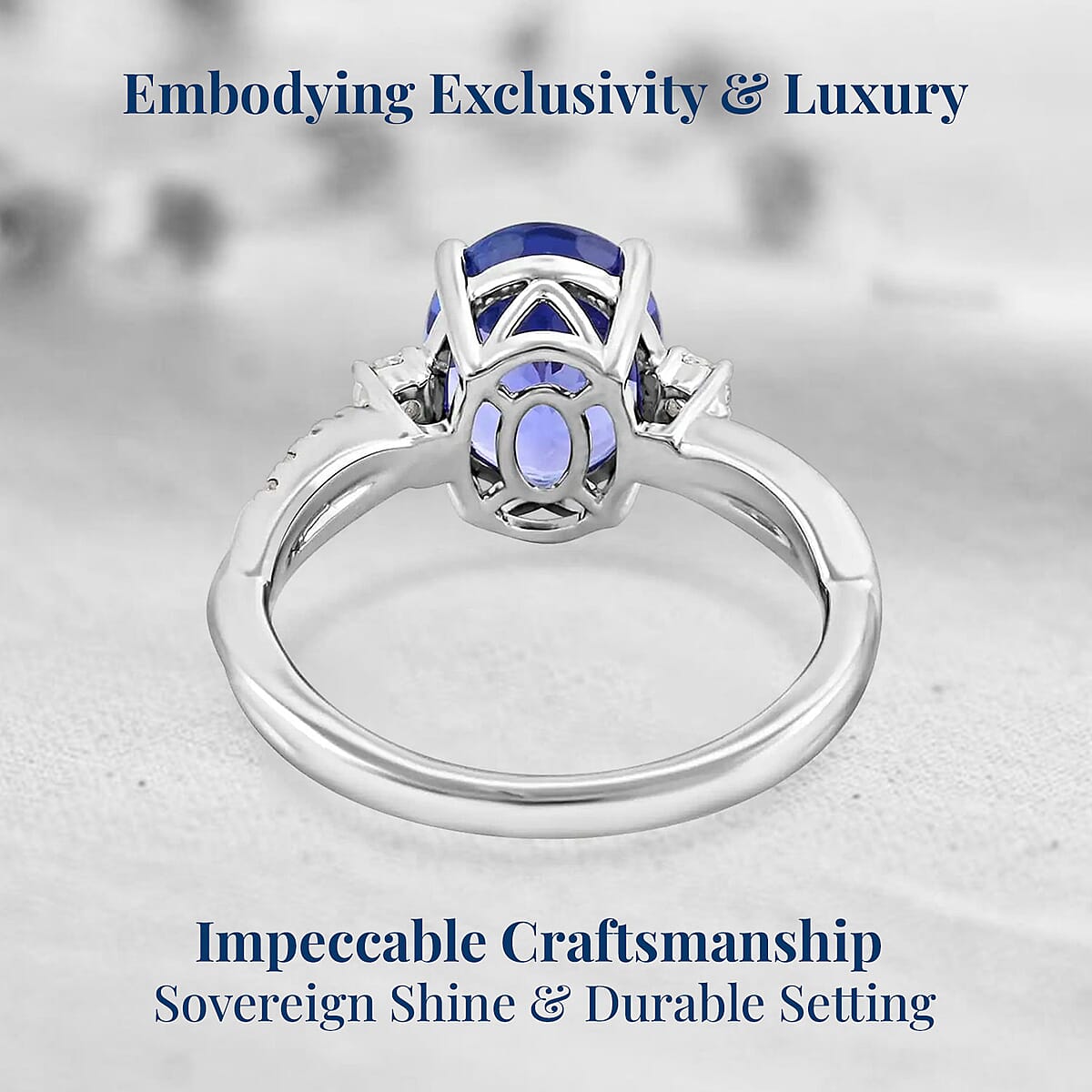 Certified and Appraised Rhapsody AAAA Tanzanite and E-F VS Diamond 2.35 ctw Ring in 950 Platinum (Size 10.5) 5.25 Grams image number 3