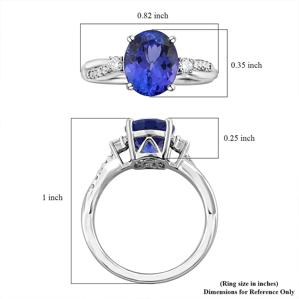 Certified and Appraised Rhapsody AAAA Tanzanite and E-F VS Diamond 2.35 ctw Ring in 950 Platinum (Size 9.0) 5.25 Grams image number 6
