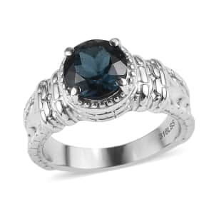 London Blue Topaz Solitaire Ring in Stainless Steel (Size 10.0) 2.35 ctw