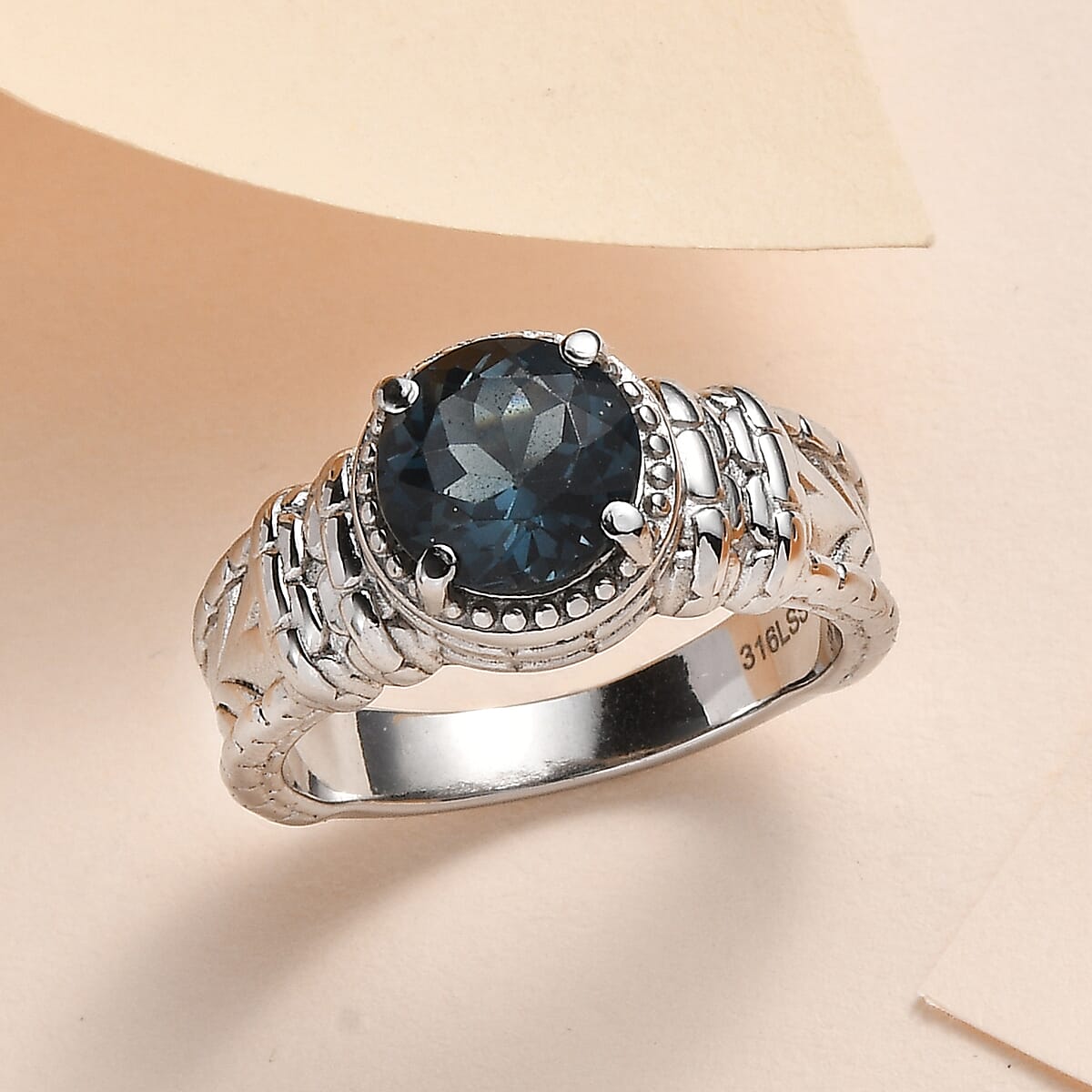 London Blue Topaz Solitaire Ring in Stainless Steel (Size 10.0) 2.35 ctw image number 1