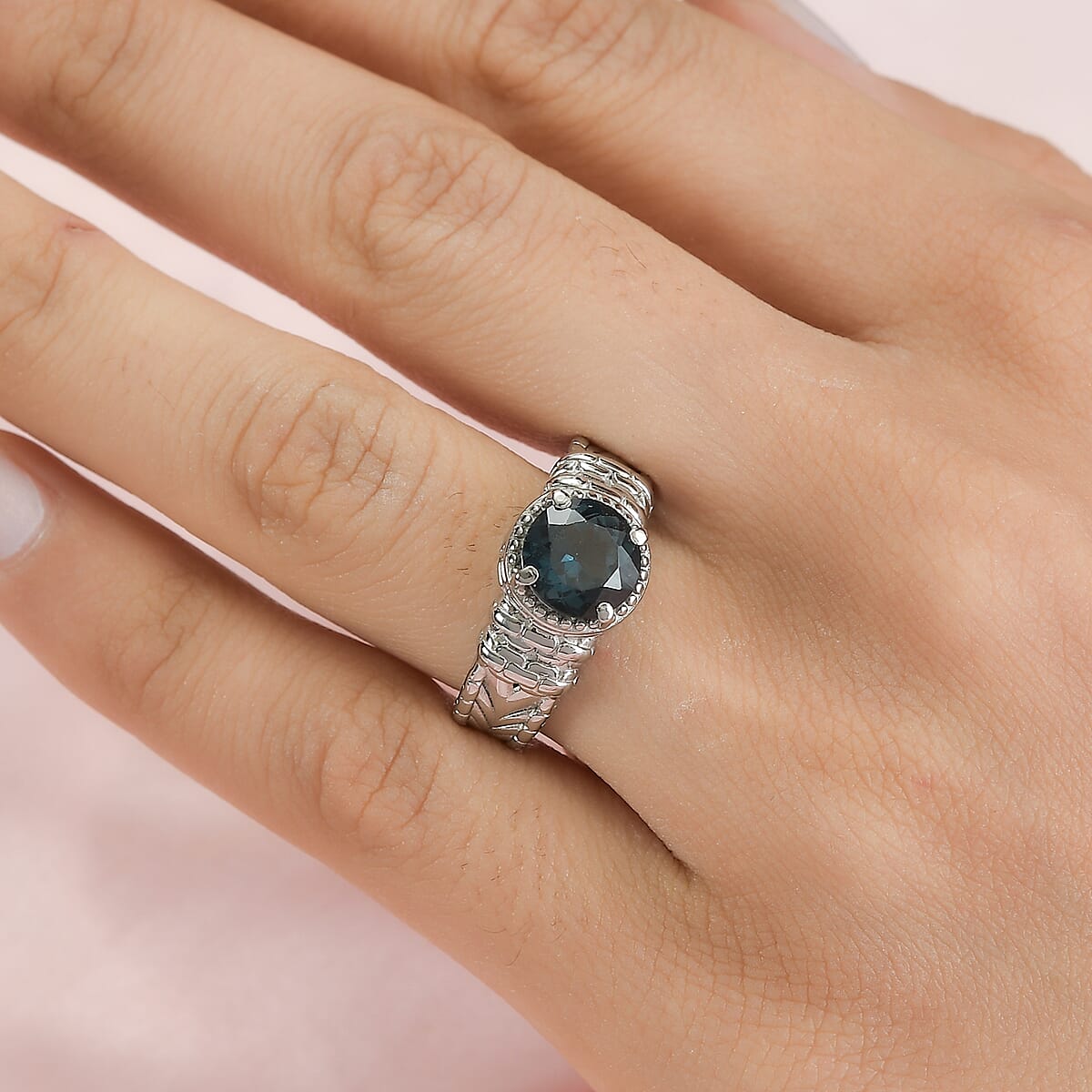London Blue Topaz Solitaire Ring in Stainless Steel (Size 10.0) 2.35 ctw image number 2