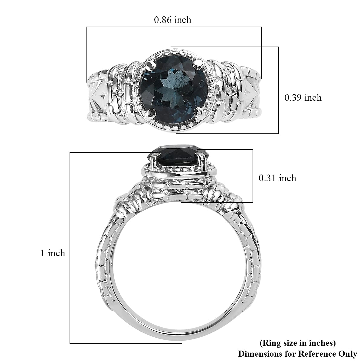 London Blue Topaz Solitaire Ring in Stainless Steel (Size 10.0) 2.35 ctw image number 5
