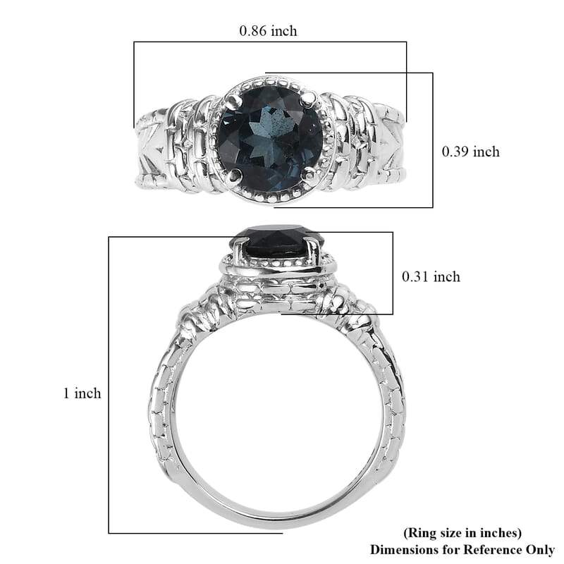 London Blue Topaz Solitaire Ring in Stainless Steel (Size 10.0) 2.35 ctw