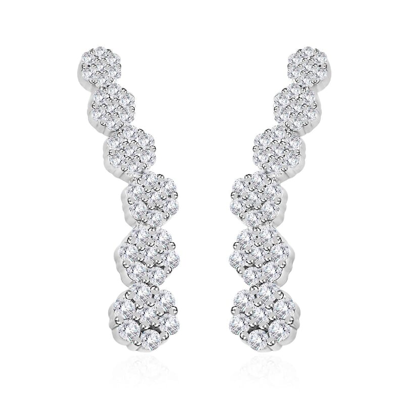 Diamond Earrings in Platinum Over Sterling Silver 0.50 ctw