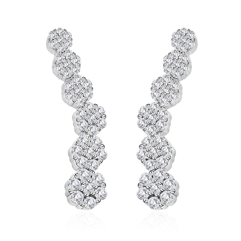 Diamond Earrings in Platinum Over Sterling Silver 0.50 ctw