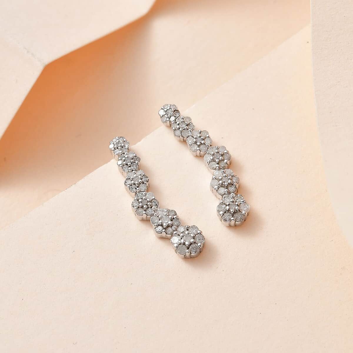 Diamond Earrings in Platinum Over Sterling Silver 0.50 ctw image number 1