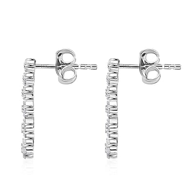 Diamond Earrings in Platinum Over Sterling Silver 0.50 ctw