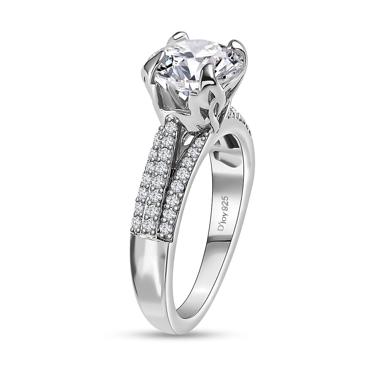 Moissanite Ring in Platinum Over Sterling Silver (Size 10.0) 2.40 ctw image number 3