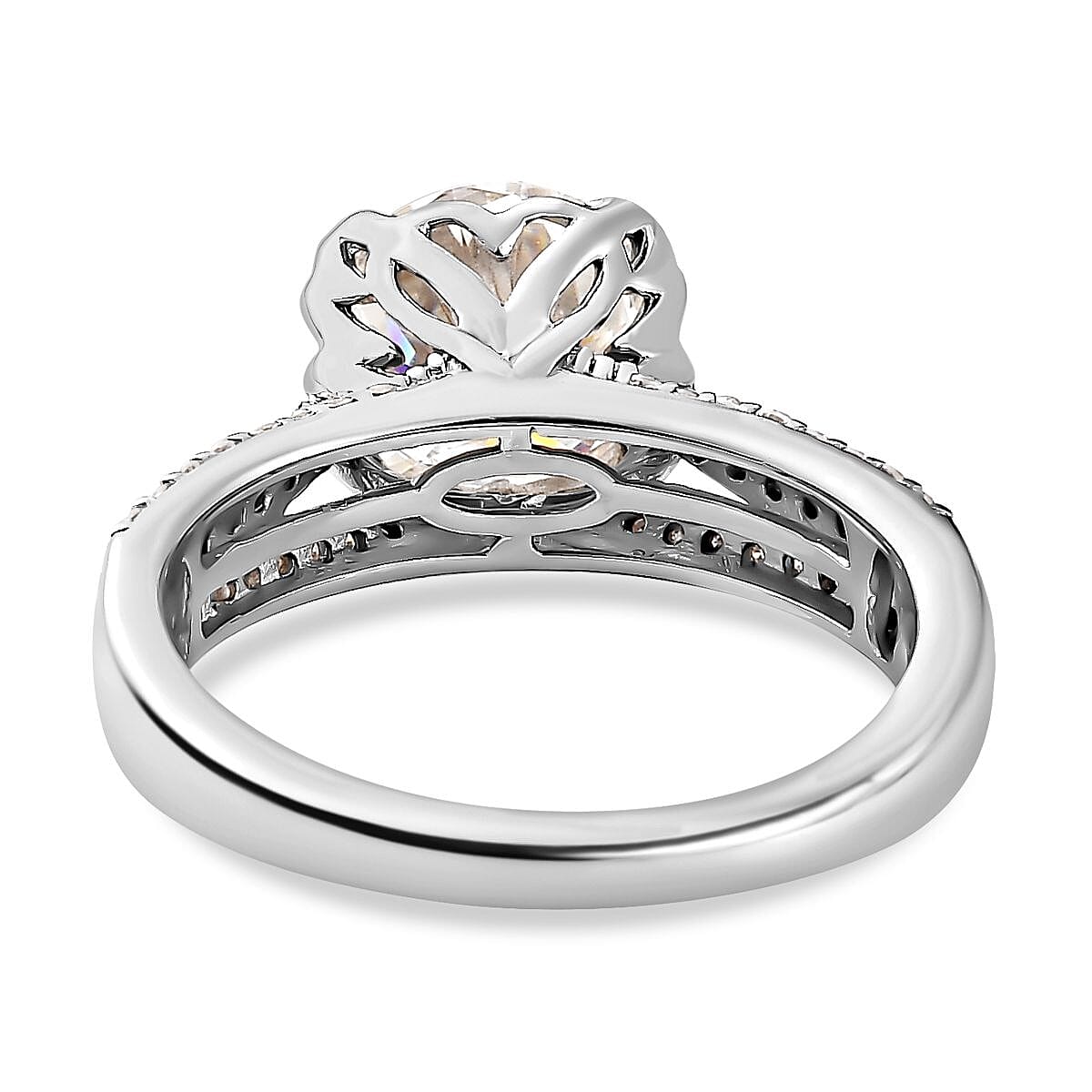 Moissanite Ring in Platinum Over Sterling Silver (Size 10.0) 2.40 ctw image number 4