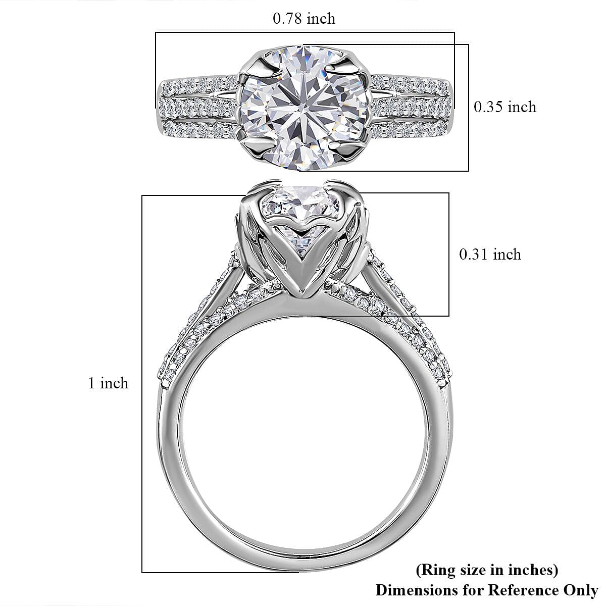 Moissanite Ring in Platinum Over Sterling Silver (Size 10.0) 2.40 ctw image number 5