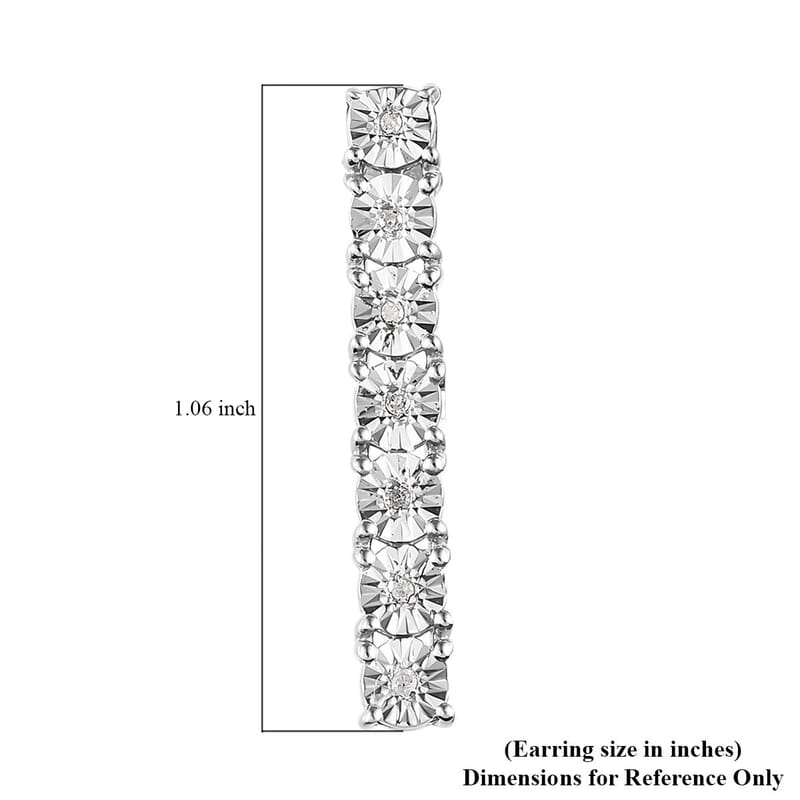 Diamond Earrings in Platinum Over Sterling Silver 0.07 ctw