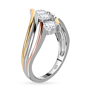 Moissanite 0.68 ctw 3 Stone Ring in Sterling Silver (Size 10)