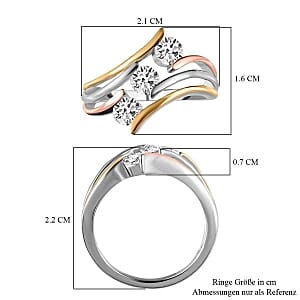 Moissanite 0.68 ctw 3 Stone Ring in Sterling Silver (Size 10)