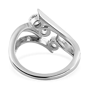 Moissanite 0.68 ctw 3 Stone Ring in Sterling Silver (Size 10)