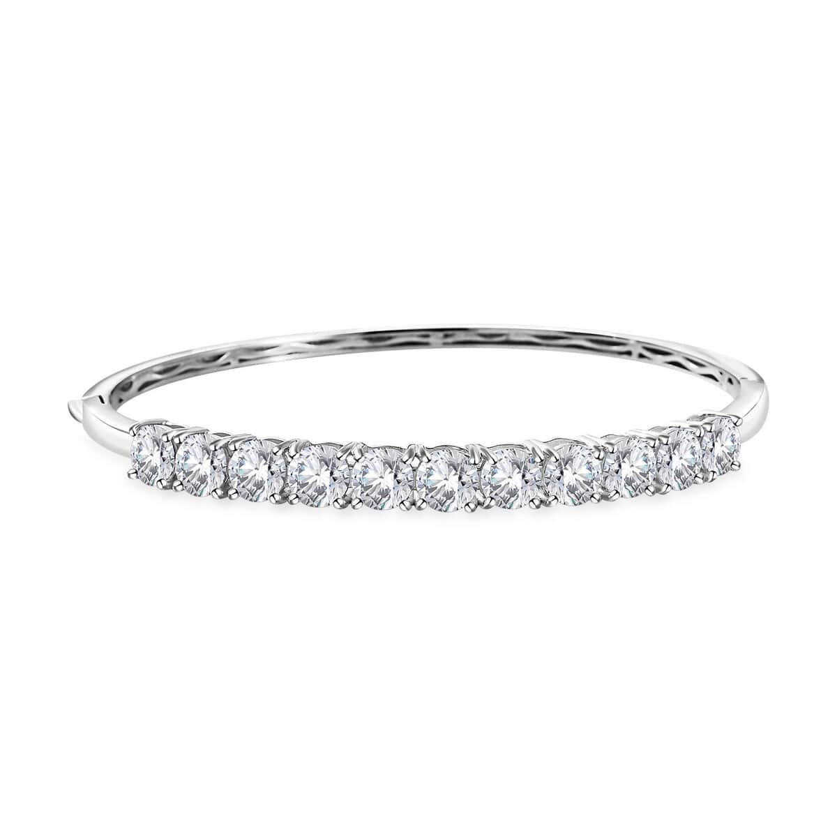 Moissanite (Rnd 6.5mm) Bangle Bracelet in Platinum Over Sterling Silver (6.50 In) 11.00 ctw image number 0