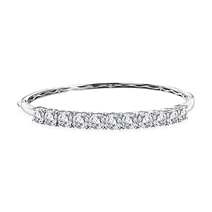 Moissanite Bangle Bracelet in Platinum Over Sterling Silver (6.50 In) 11.00 ctw