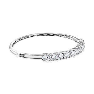 Moissanite Bangle Bracelet in Platinum Over Sterling Silver (6.50 In) 11.00 ctw