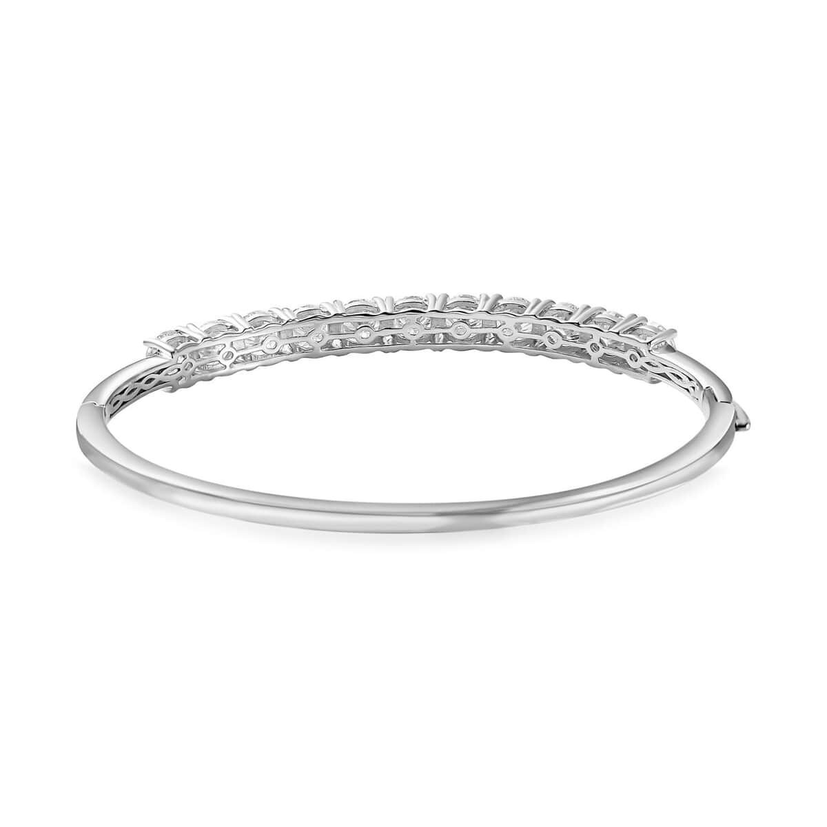 Moissanite (Rnd 6.5mm) Bangle Bracelet in Platinum Over Sterling Silver (6.50 In) 11.00 ctw image number 4