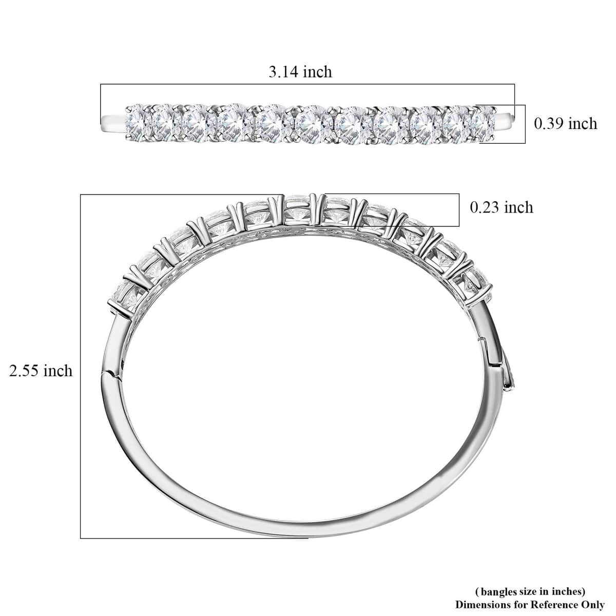 Moissanite Bangle Bracelet in Platinum Over Sterling Silver (7.25 In) 11.00 ctw image number 5