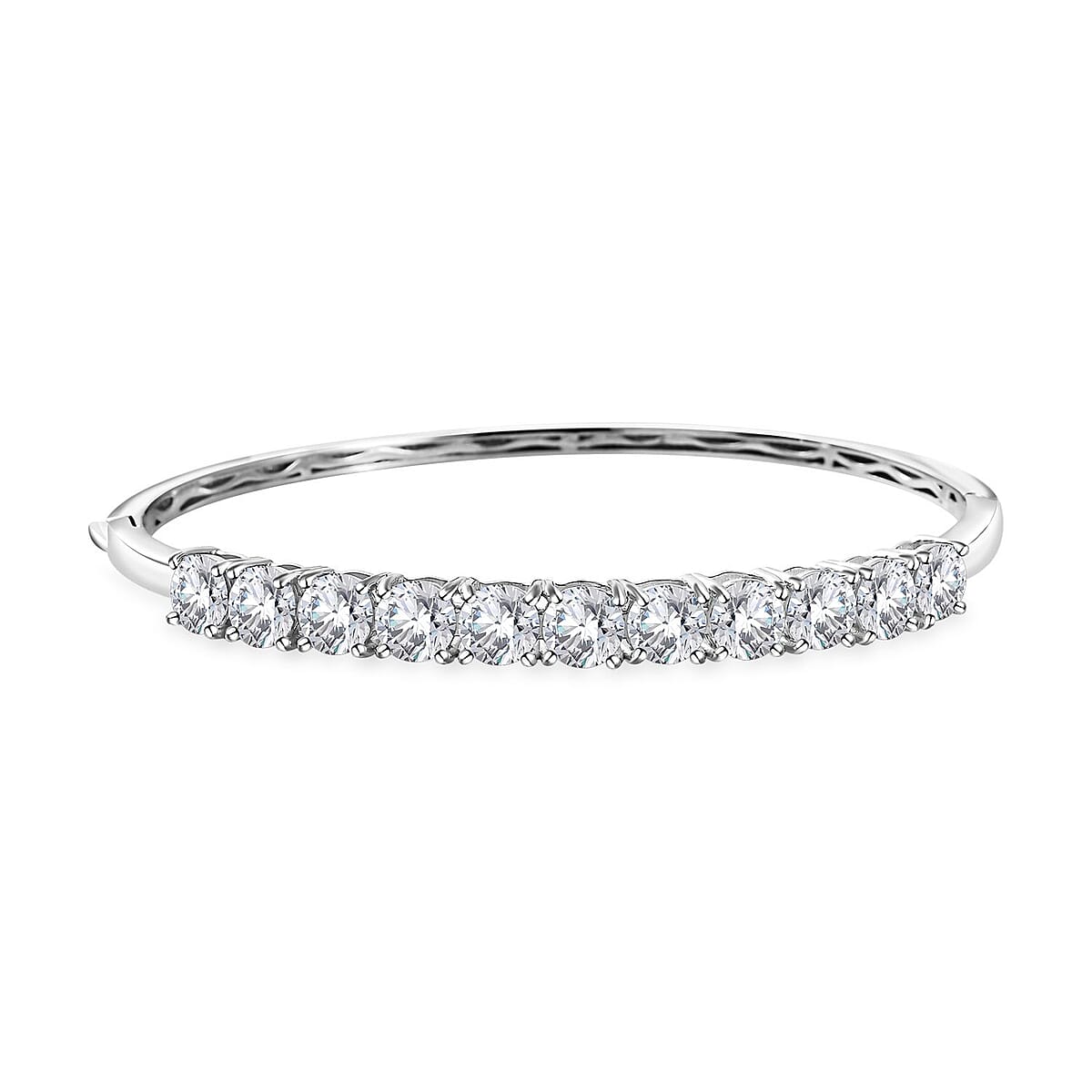 Moissanite Bangle Bracelet in Platinum Over Sterling Silver (8.0 In) 11.00 ctw image number 0