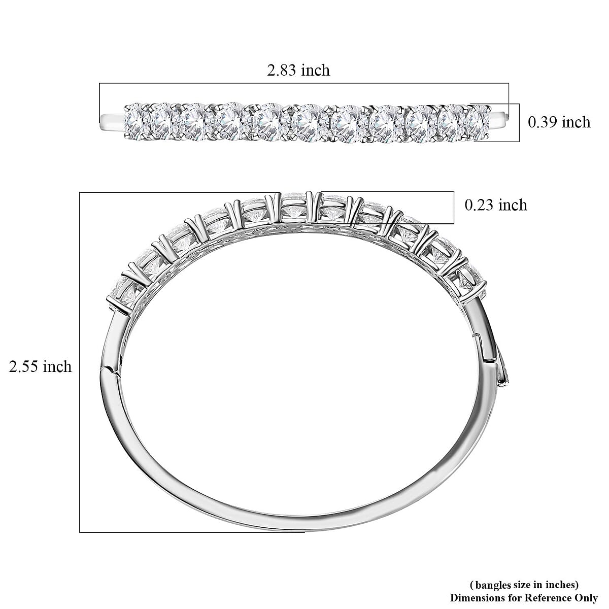 Moissanite Bangle Bracelet in Platinum Over Sterling Silver (8.0 In) 11.00 ctw image number 5