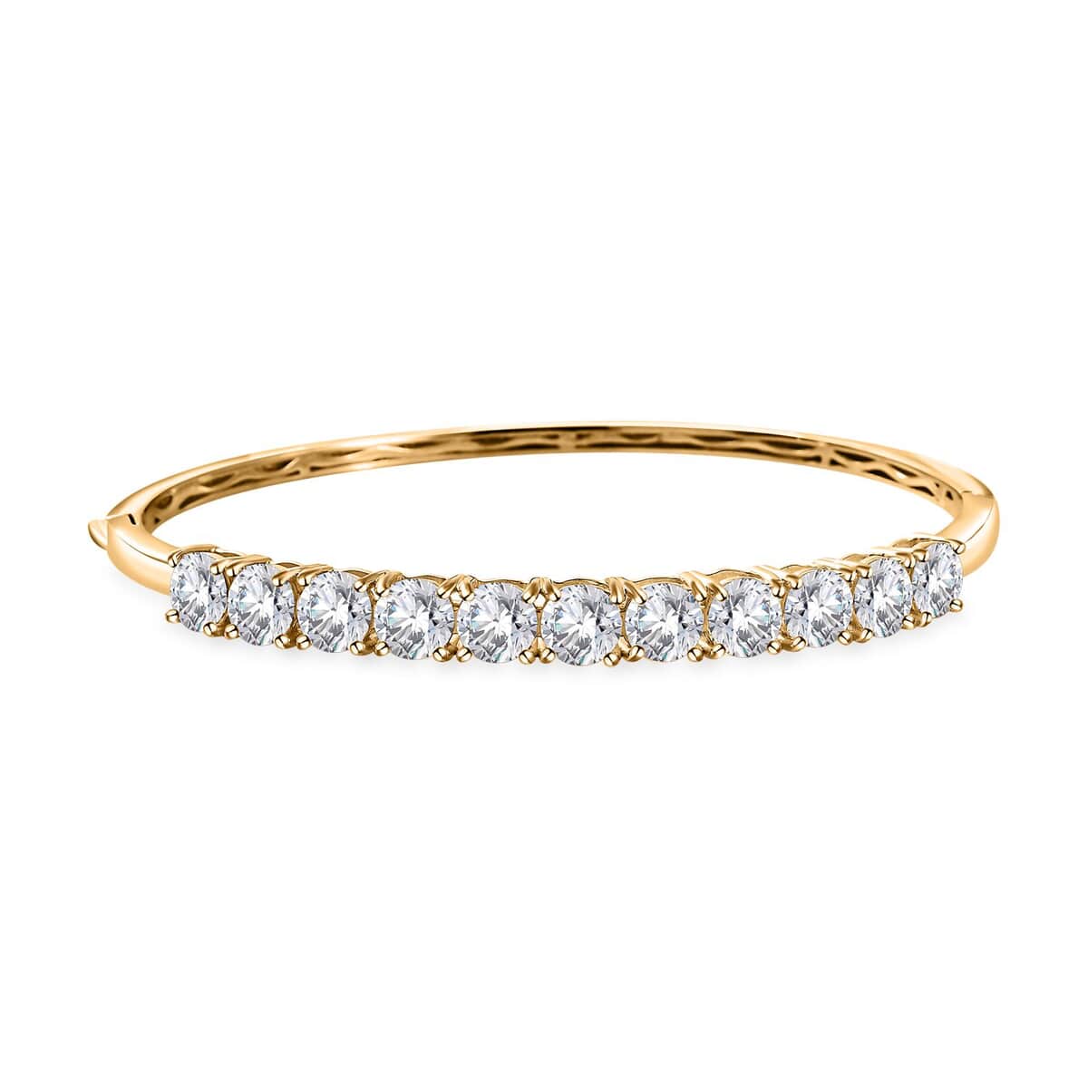 Moissanite Bangle Bracelet in Vermeil Yellow Gold Over Sterling Silver (6.50 in) 11.00 ctw image number 0