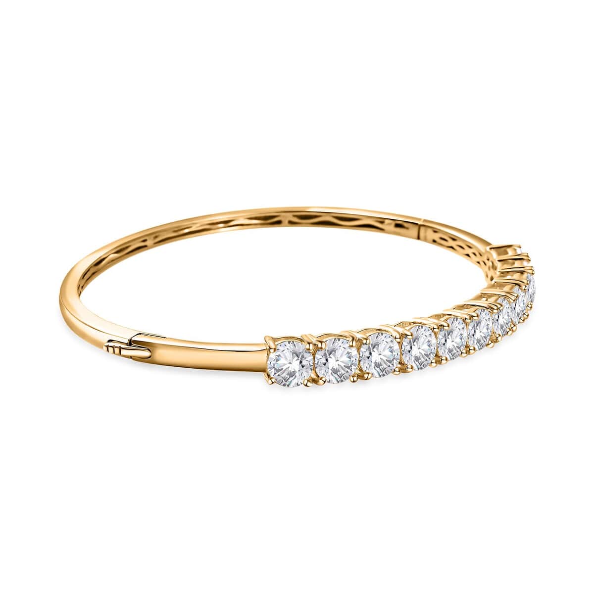 Moissanite Bangle Bracelet in Vermeil Yellow Gold Over Sterling Silver (6.50 in) 11.00 ctw image number 3