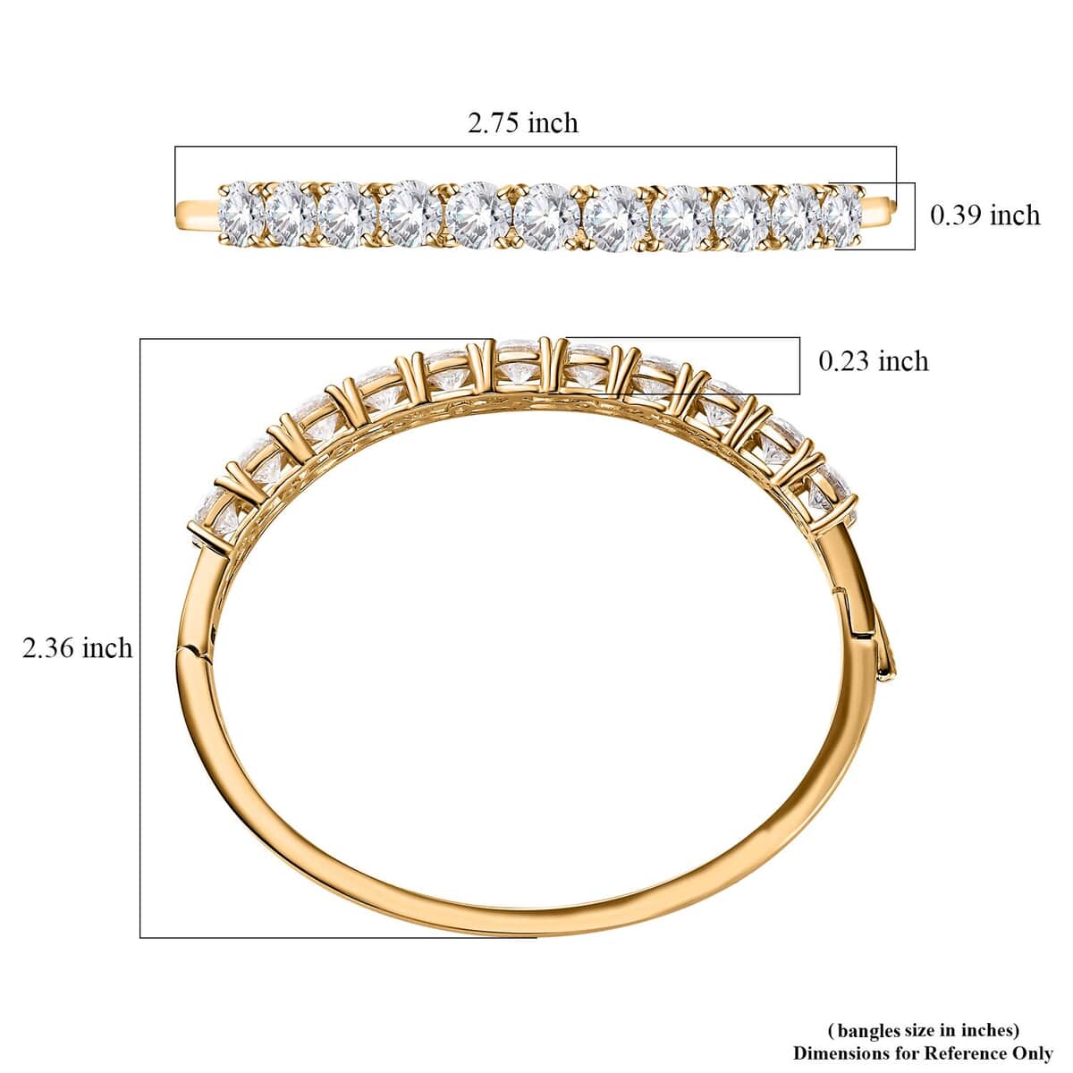 Moissanite Bangle Bracelet in Vermeil Yellow Gold Over Sterling Silver (6.50 in) 11.00 ctw image number 5