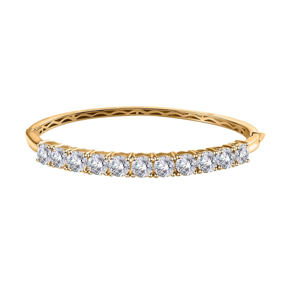 Moissanite Bangle Bracelet in Vermeil Yellow Gold Over Sterling Silver (7.25 in) 11.00 ctw image number 0