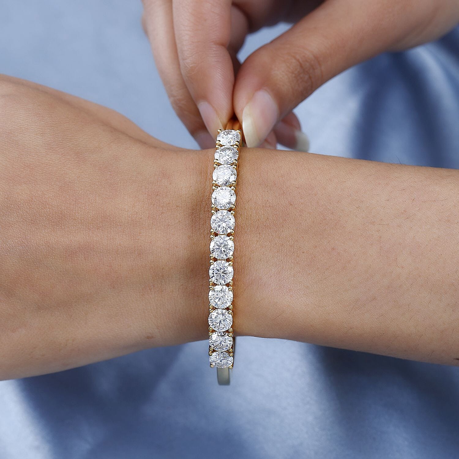 Buy Moissanite Bangle Bracelet in Vermeil Yellow Gold Over