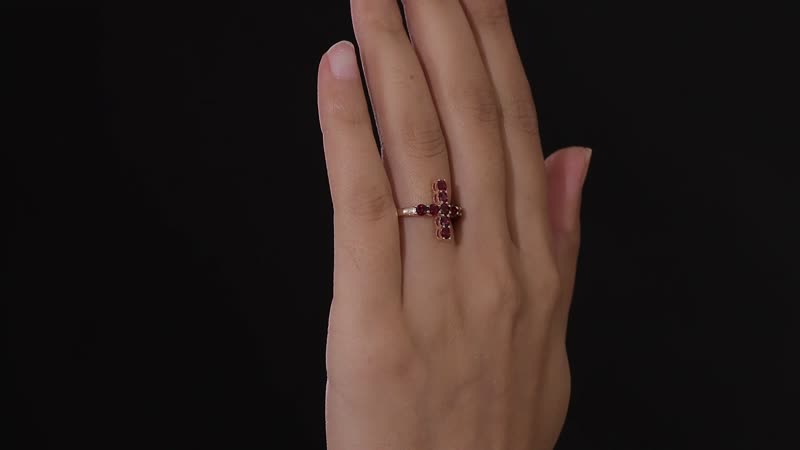 Premium Anthill Garnet Cross Ring in Vermeil Rose Gold Over Sterling Silver (Size 10.0) 1.75 ctw