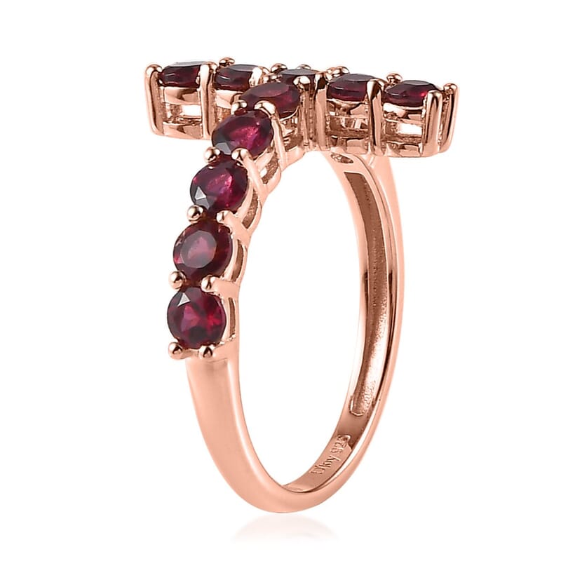 Anthill Garnet Cross Ring in Vermeil Rose Gold Over Sterling Silver (Size 10.0) 1.75 ctw