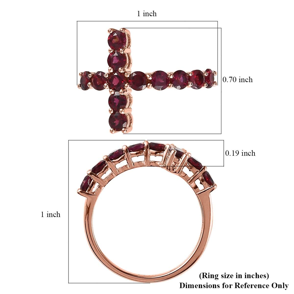 Anthill Garnet Cross Ring in Vermeil Rose Gold Over Sterling Silver (Size 10.0) 1.75 ctw image number 5