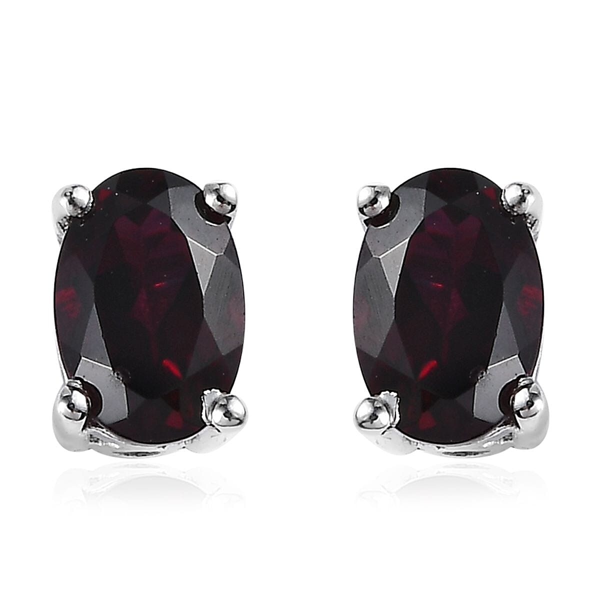Anthill Garnet Solitaire Stud Earrings in Platinum Over Sterling Silver 1.10 ctw