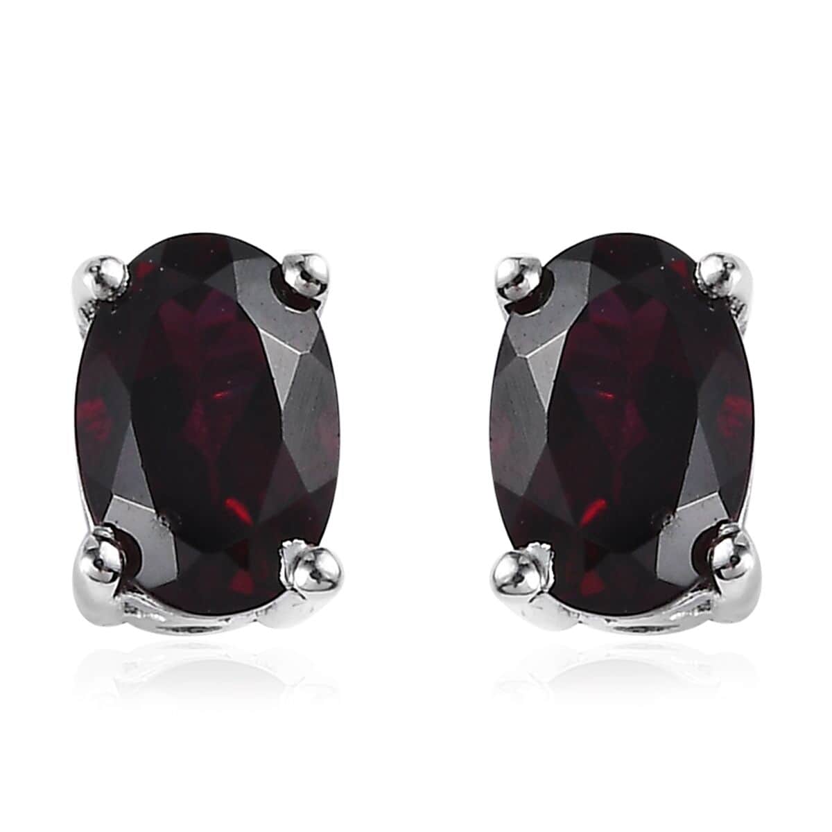 Anthill Garnet Solitaire Stud Earrings in Platinum Over Sterling Silver 1.10 ctw image number 0