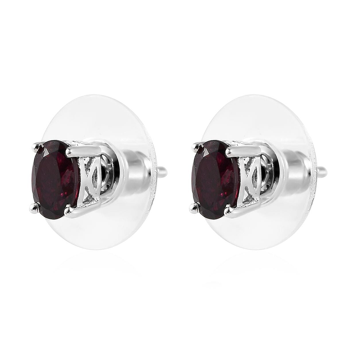 Anthill Garnet Solitaire Stud Earrings in Platinum Over Sterling Silver 1.10 ctw