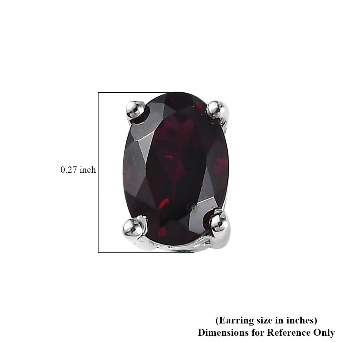 Anthill Garnet Solitaire Stud Earrings in Platinum Over Sterling Silver 1.10 ctw image number 4